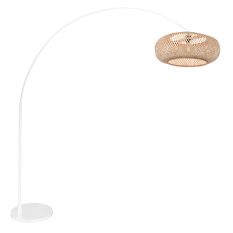 Lamp arc Maze Natural 4686W blanche avec abat-jour en bambou Ø60 cm