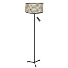 Lamp sur pied Stang 4832ZW avec lumière de lecture et abat-jour en bambou tressé