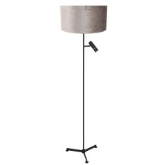 Lampe sur pied Stang 4834ZW avec lumière de lecture et abat-jour en velours gris