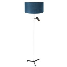 Lampe sur pied Stang 4839ZW avec lumière de lecture et abat-jour en velours bleu
