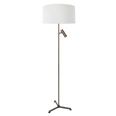 Lampe sur pied Stang 4843BR avec lumière de lecture et abat-jour blanc