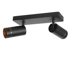 Black spotlight Downlume 4861ZW, 2-light GU10 with gold