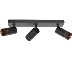 Black spotlight Downlume 4862ZW, 3-light GU10 with gold