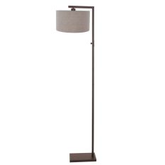 Cacao lampe sur pied Stang 4878CA avec interrupteur et abat-jour en lin gris épais