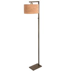 Lampe sur pied en bronze Stang 4894BR avec interrupteur et abat-jour en liège beige