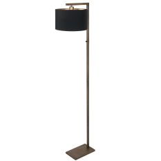 Lampe sur pied en bronze Stang 4895BR avec interrupteur et abat-jour en lin noir