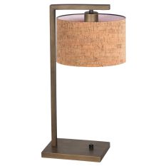 Lampe de table en bronze Stang 4900BR avec abat-jour en structure de liège beige
