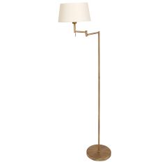 Bronskleurige vloerlamp Bella 5894BR met crème kleurige linnen kap - Brons - Metaal, Textiel - Steinhauer