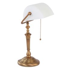 Tafellamp Ancilla 6186BR bronzen notarislamp met mat wit glas - Brons - Elektronica, Glas, Metaal - Steinhauer