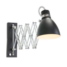 Wandlamp Spring 6290ZW zwart met E27 fitting en draaidimmer - Zwart - Elektronica, Kunststof, Metaal - Steinhauer