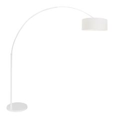 Booglamp Sparkled Light 7169W wit met grof wit linnen kap - Wit - Metaal, Textiel - Steinhauer