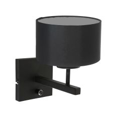 Zwarte Wandlamp Stang 7200ZW met schakelaar en kap Zwart Linnen