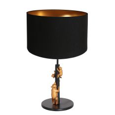 Tafellamp Animaux 7203ZW - elegant accent met zwart en goud - Zwart - Linnen , Metaal, Textiel - Steinhauer