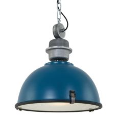 Hanglamp Bikkel 7586PE petrol met stoere industriële look - Blauw, Staal - Elektronica, Glas, Metaal - Steinhauer