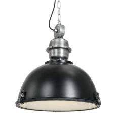 Hanglamp Bikkel 7586ZW zwarte industriële lamp van staal - Zwart - Elektronica, Glas, Metaal - Steinhauer