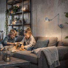 Gris applique Davin 7656GR, lampe de lecture E14 extensible