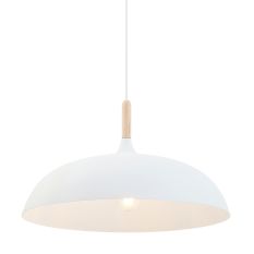 Witte Scandinavische hanglamp Bjorr 7731W Ø45cm - Beuken, Wit - Hout, Metaal - Steinhauer