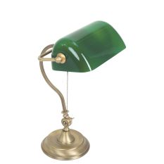 Bronzen notarislamp / bureaulamp 7733BR met grote fitting E27 - Brons, Groen - Elektronica, Glas, Metaal - Steinhauer (fot...