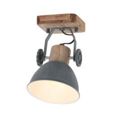 Plafondlamp Gearwood 7968GR Grijs E27 fitting - Grijs - Hout, Metaal - Steinhauer