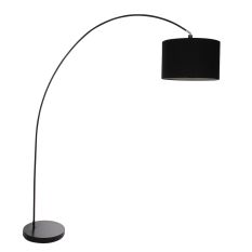 Booglamp Solva 7976ZW met zwarte lampenkap E27 - Zwart - Metaal, Textiel - Steinhauer