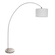 Bogenlampe Solva 7977ST mit grobem leinenweißem Lampenschirm E27