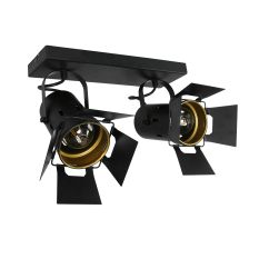 Zwarte 2 lichts plafondspot Carree 7997ZW met E27 fitting - Zwart - Elektronica, Kunststof, Metaal - Steinhauer