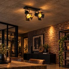 Spot plafond noir Carree 7997ZW à 2 lumières avec douilles E27