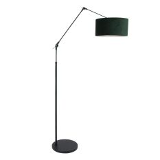 Vloerlamp Prestige Chic 8115ZW met groene velours kap - Groen - Metaal, Velours stof - Steinhauer