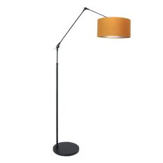 Vloerlamp Prestige Chic 8117ZW met goud velours kap - Goud - Metaal, Velours stof - Steinhauer