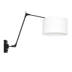 Wandlamp Prestige Chic 8120ZW met wit linnen kap - Zwart - Linnen , Metaal - Steinhauer