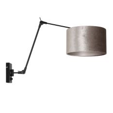Wandlamp Prestige Chic 8122ZW met grijze velours kap - Grijs - Metaal, Velours stof - Steinhauer