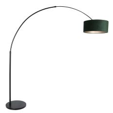 Booglamp Sparkled Light 8127ZW zwart met luxe groene velours kap - Groen - Metaal, Velours stof - Steinhauer