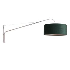 Wandlamp Elegant Classy 8130ST staal met groen velours kap Ø50 cm - Staal - Metaal, Textiel - Steinhauer