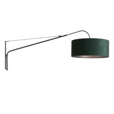 Wandlamp Elegant Classy 8133ZW zwart met groen velours kap Ø50 cm - Zwart - Metaal, Textiel, Velours stof - Steinhauer