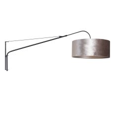 Wandlamp Elegant Classy 8134ZW zwart met grijze velours kap Ø50 cm - Grijs, Zwart - Metaal, Textiel, Velours stof - Steinh...