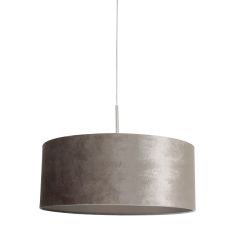 Hanglamp Sparkled Light 8149ST staal met luxe grijs velours kap - Grijs, Staal - Metaal, Textiel, Velours stof - Steinhauer