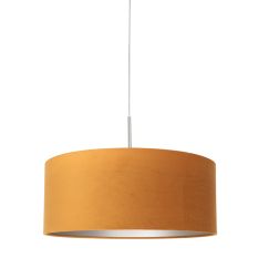 Hanglamp Sparkled Light 8150ST staal met charmante goud velours kap - Goud, Staal - Metaal, Textiel, Velours stof - Steinh...