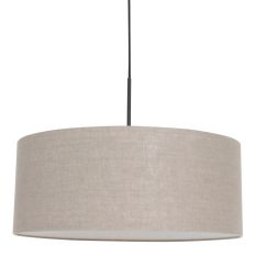 Hanglamp Sparkled Light 8155ZW, zwart met grijs grof linnen kap - Grijs, Zwart - Linnen , Metaal, Textiel - Steinhauer