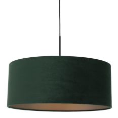 Hanglamp Sparkled Light 8156ZW, zwart met groen velours kap - Groen - Metaal, Textiel - Steinhauer