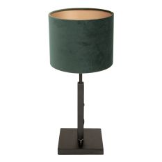 Zwarte tafellamp Stang 8162ZW met draai schakelaar en groen velours stof kap - Groen - Metaal, Textiel - Steinhauer