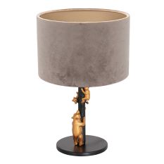 Tafellamp Animaux 8234ZW - stijlvol accent grijze velours kap - Grijs, Zwart - Metaal, Textiel, Velours stof - Steinhauer