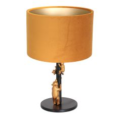 Tafellamp Animaux 8235ZW - warme luxe goudkleurige velours kap - Goud, Zwart - Metaal, Textiel, Velours stof - Steinhauer