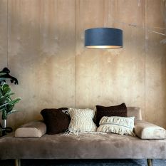 Wandlamp Elegant Classy 8243ST staal met blauw velours kap Ø50 cm - Blauw, Staal - Metaal, Textiel - Steinhauer (foto 7)