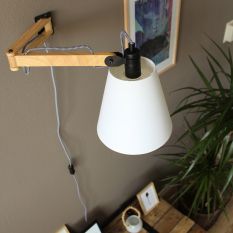 Wandlamp Dion 8853BE met uitklapbare arm E14 fitting - Creme - Hout, Textiel - Steinhauer (foto 6)