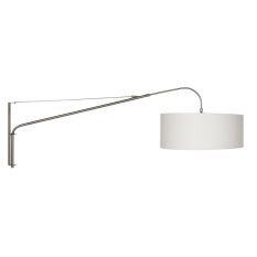 Wandlamp Elegant Classy 9328ST staal met grof wit linnen kap Ø50 cm - Staal - Metaal, Textiel - Steinhauer