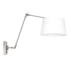 Staalkleurige wandlamp Prestige Chic 9722ST met wit fijn linnen kap