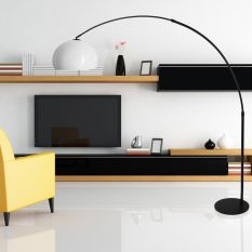 Booglamp Sparkled Light 9831ZW zwart met witte kunststof kap - Zwart - Elektronica, Kunststof, Metaal - Steinhauer