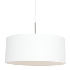 Staalkleurige hanglamp Sparkled Light 9889ST met wit grof linnen kap