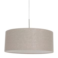 Hanglamp Sparkled Light 9890ST staal met grijs grof linnen kap - Grijs - Metaal, Textiel - Steinhauer