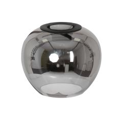 Smokeglas I15352S – Ø16 cm, H13 cm met metalen ring voor E27 fitting - Smoke glas - Glas, Metaal - Steinhauer